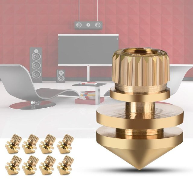 8 Stück mfySpace Lautsprecher Aufhängungsspikes aus Messing in Gold zur Isolation und Vibrationsdämpfung - Bild 1