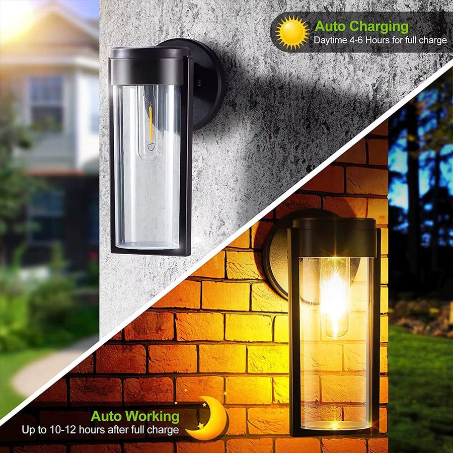 GOTOBE LED Solar Außenwandlampe Wasserdicht mit Lichtsteuerung für Garten, Zaun und Veranda - Bild 2