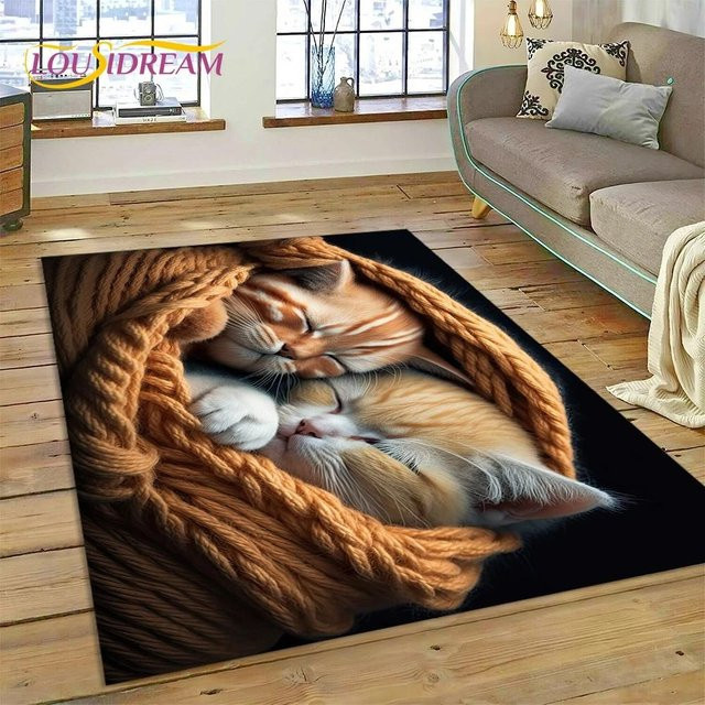 Rutschfester 3D Teppich mit Ragdoll Perserkatzen-Motiv für Wohnzimmer und Schlafzimmer, B/T: 200 x 160 cm - Bild 1