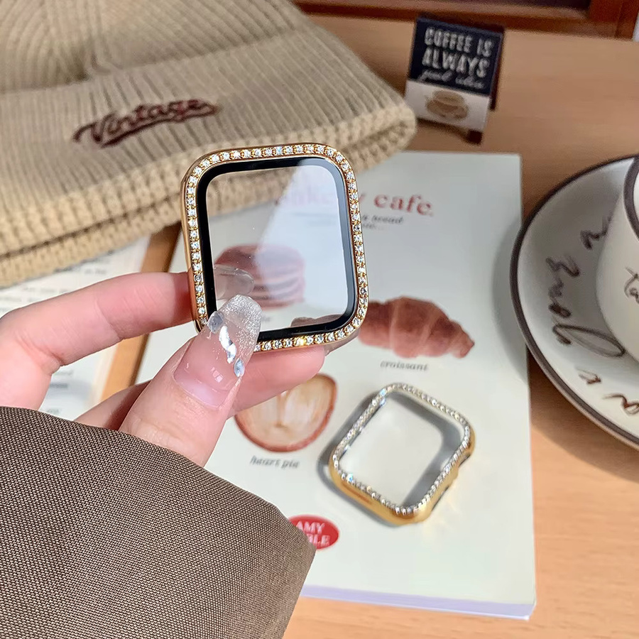 PEO Bling Bumper Displayschutz mit Diamantgehäuse für Apple Watch Serie 11 bis 5 und SE in Pink - Bild 2