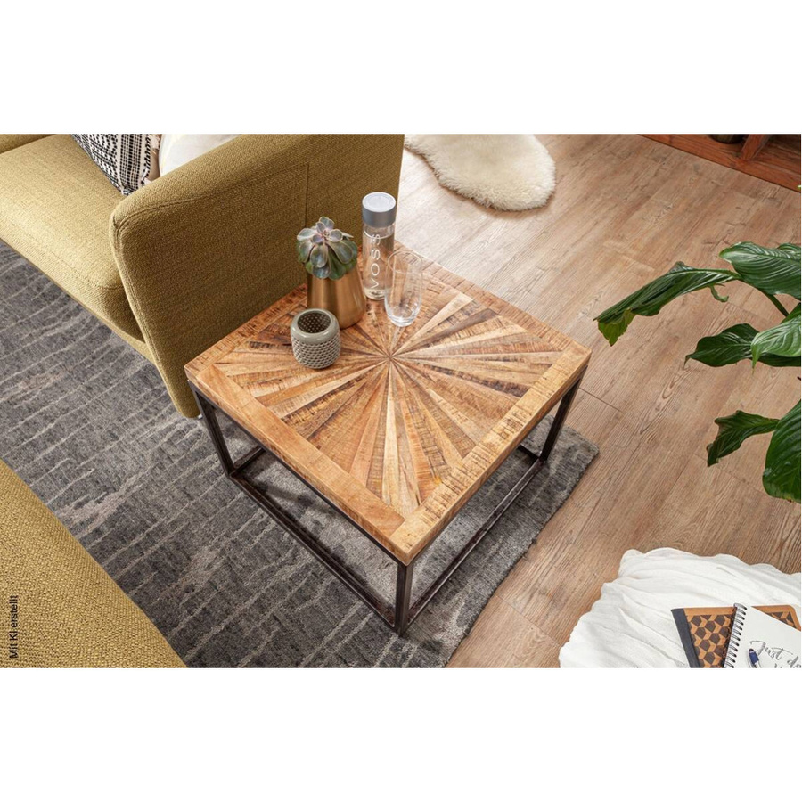 Couchtisch aus Mango Holz in Natur und Grau lackiert, B/H/T: 55 x 40,5 x 55 cm - Bild 4