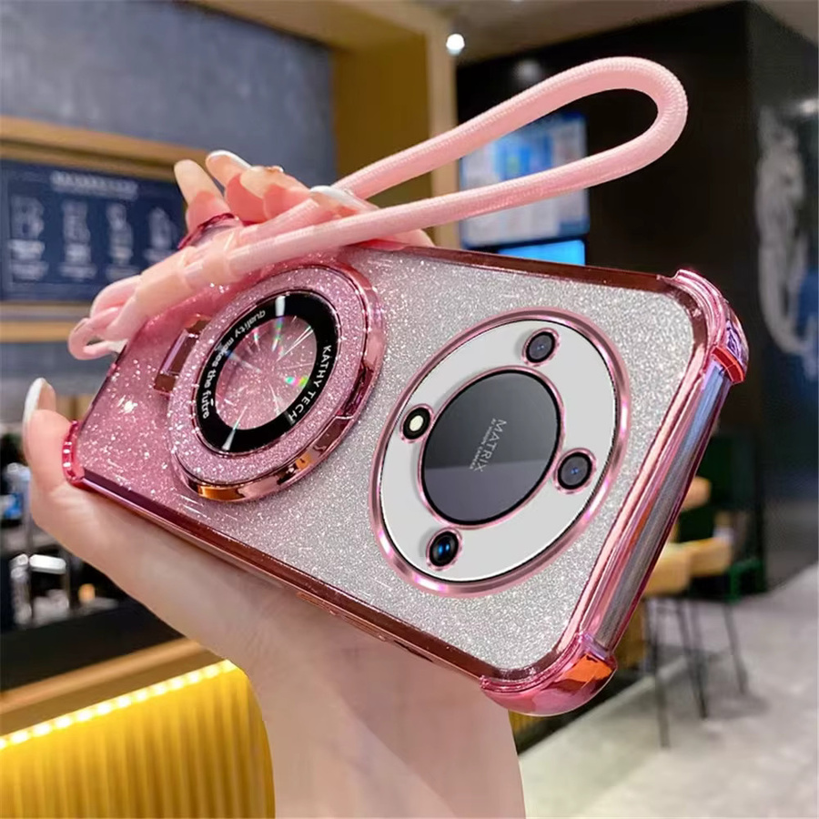 Glitzer-Handyhülle für Xiaomi 17T 15T Pro 14T 13T 12T 11 Lite 17 Pro Max mit Handgelenkschlaufe, Ständer und stoßfester Abdeckung in Pink - Bild 2