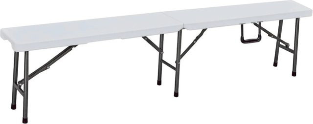 DELUKE Gartenbank COMMON aus Kunststoff und Stahl in Weiß, wetterfeste Klappbank für Garten und Outdoor, Breite: 180 cm - Bild 1
