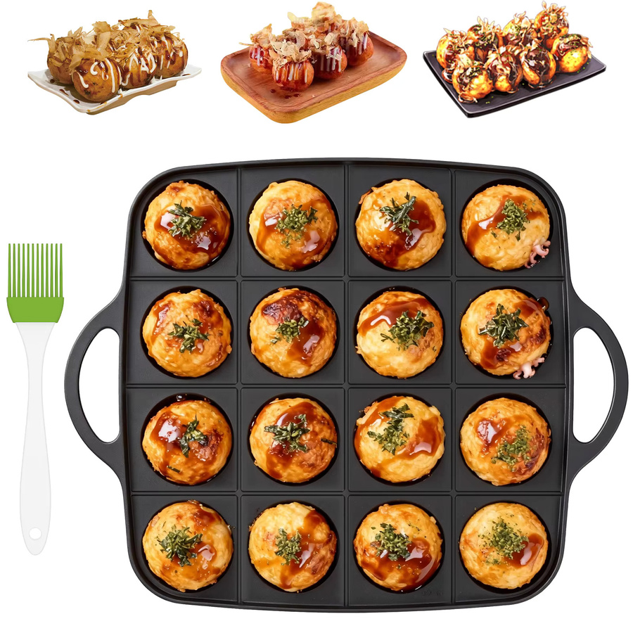 Willstar Takoyaki Pfanne aus Aluminiumlegierung mit Antihaftbeschichtung in Schwarz - Bild 3