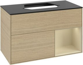 V&B Waschtischunterschrank Finion 100 in Eiche Beige lackiert, B/T/H: 100 x 50,1 x 50,1 cm - Bild 1