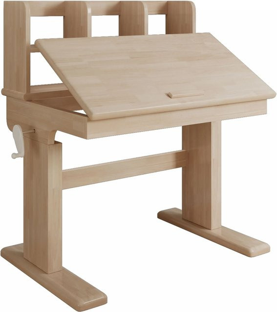 Merax Kinderschreibtisch in Beige mit höhenverstellbarer Klappplatte und Stauraum im skandinavischen Design - Bild 1