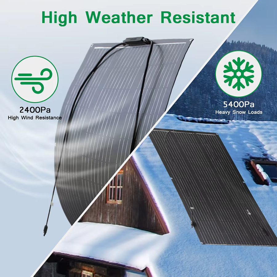 dgsunlight ETFE-Solarpanel mit monokristallinen Solarzellen, 18 V, flexibel und wasserdicht, Farbe: Schwarz - Bild 5