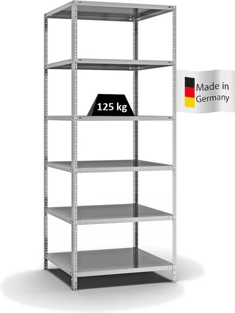 PROREGAL Fachbodenregal Light-Duty mit 6 Ebenen, verzinkt, Farbe Silber, H x B x T: 250 x 100 x 80 cm - Bild 1