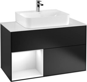 V&B Waschtischunterschrank Finion 100 mit Wandbeleuchtung, Weiß lackiert, B/T/H: 100 x 50,1 x 50,1 cm - Bild 1