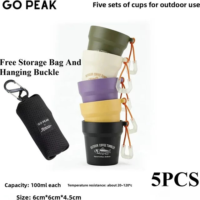 MOUNTAINHIKER GO PEAK 5-teiliges Ultraleichtes Camping-Tassenset Tragbare Reise-Kaffeebecher für Backpacking und Wandern - Bild 1