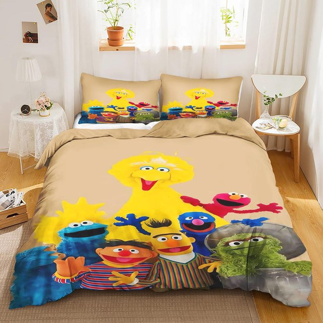 Gu Tao Sesamstraße Kinder-Bettwäsche-Set 3-teilig mit 3D-Grafik, Mehrfarbig, B/H: 135 x 200 cm - Bild 1
