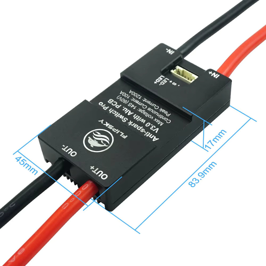 Flipsky 200A AntiSpark Switch Pro V3.0 Anti-Funkenschutzschalter mit Aluminiumgehäuse für E-Bike, Scooter, Roboter und Elektro-Skateboard in Schwarz oder Silber - Bild 2