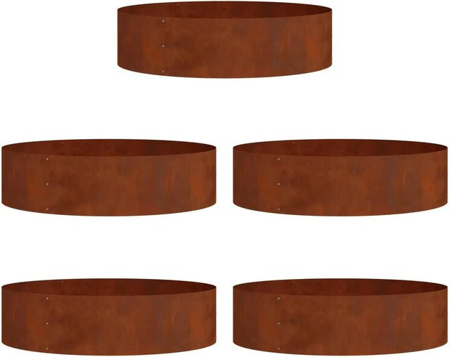vidaXL Pflanzenring Set aus wetterfestem Stahl in Braun, 5 Stück, B/T/H: 80 x 80 x 20 cm - Bild 1