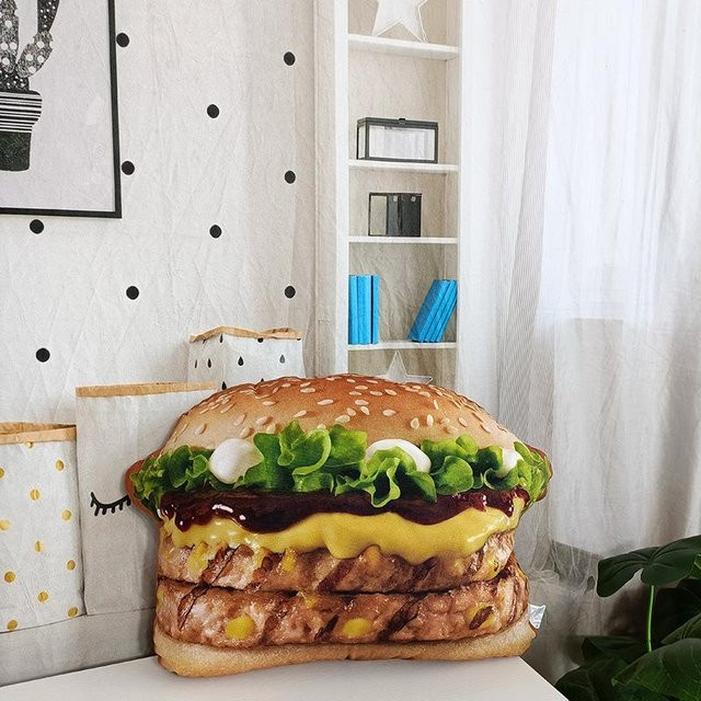 Kreatives Burger-Kissen aus Plüsch von My Extreme Outdoor Activities, Mehrzweckkissen in Multicolour, Durchmesser: 45 cm - Bild 1