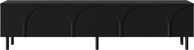 okwish TV-Schrank mit geschwungenen Linien und 4 Türen in Schwarz, B/T/H: 180 x 49 x 35 cm - Bild 1