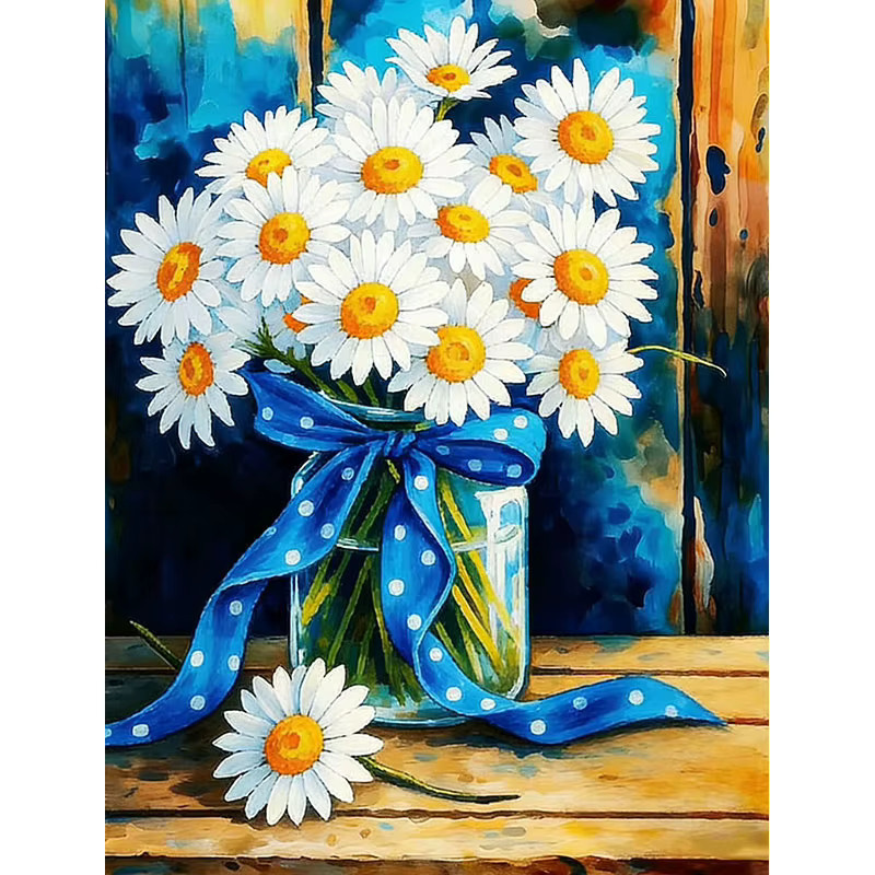 HUACAN Diamant-Malerei 5D Gänseblümchen-Blumen-Mosaik Komplettset, florale Wandkunst in Mehrfarbig, B/H: 30 x 20 cm - Bild 3