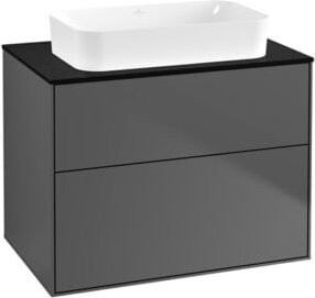 Villeroy & Boch Waschtischunterschrank Finion Wandbeleuchtung in Anthrazit matt mit Glas, B: 80 cm, T: 50,1 cm - Bild 1
