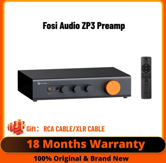 Fosi Audio ZP3 Symmetrischer Vorverstärker in Schwarz mit Fernbedienung, 3-in/3-out XLR/RCA/SUB OUT und Hochpassfilter (HPF) - Bild 1