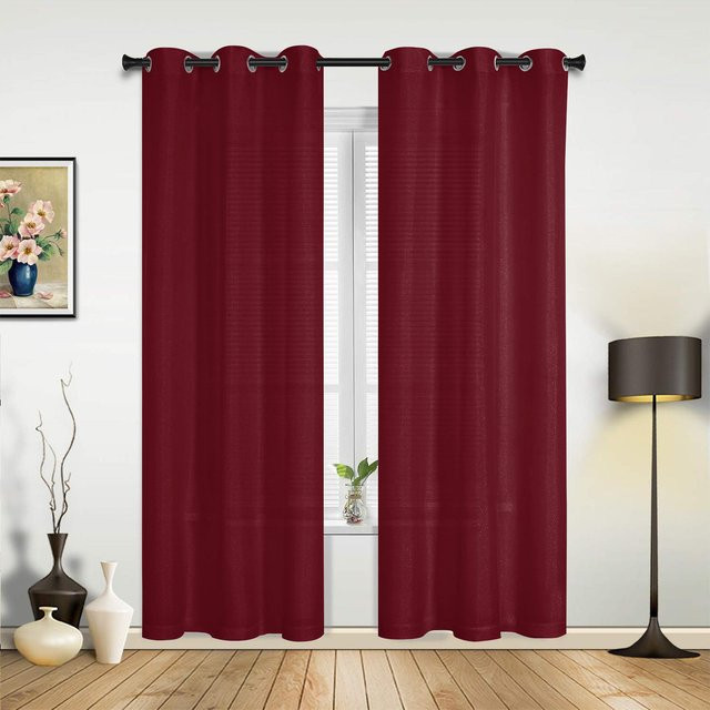 Modernes Vorhang-Set von Household supplies MH in Lavendel-Lila, semi-transparent, 2er-Pack, Breite: 107 cm, Höhe: 115 cm - Bild 1