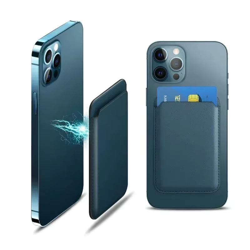 VIKEFON Magnetische Leder Brieftasche Schutzhülle für iPhone und Samsung Galaxy in Blau - Bild 3