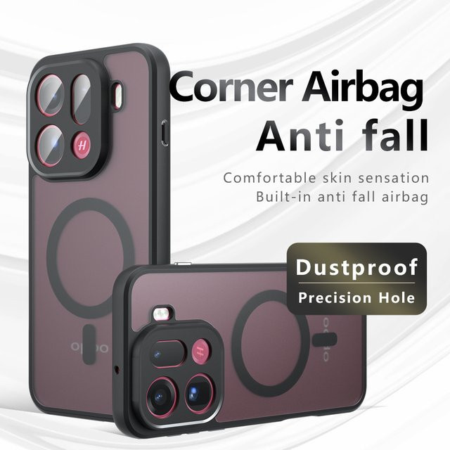 MagSafe Magnetische Drahtlose Lade Hülle für OPPO Find X9 Pro 5G, Stoßfeste Matte Rückseite, Schwarz oder Transparent - Bild 1