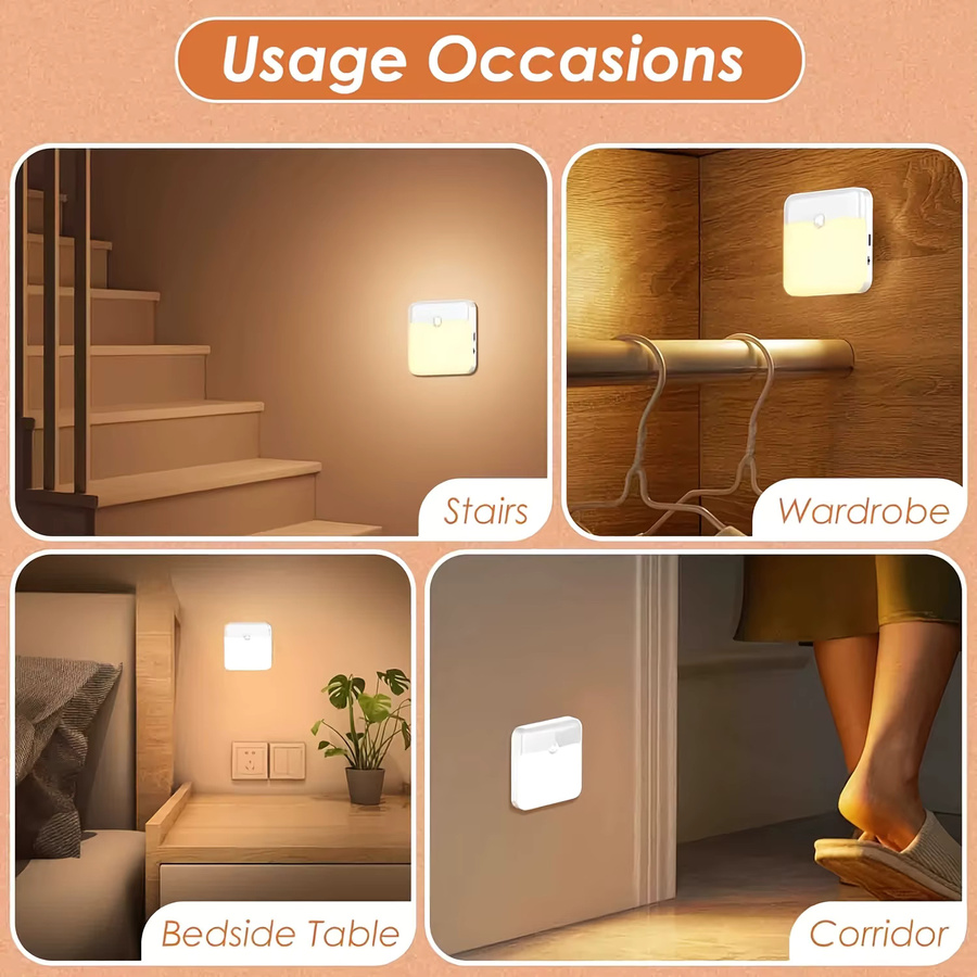 Ouelico Quadratische LED-Schrankbeleuchtung mit Bewegungssensor, USB-aufladbar, Warmweiß, Weiß - Bild 4