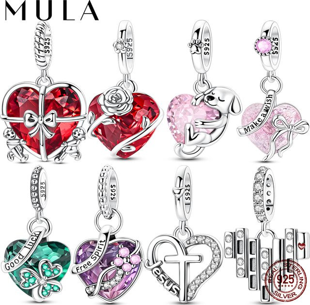 Mula Charms-Anhänger, Herzform, 925 Silber, Unisex - Bild 1