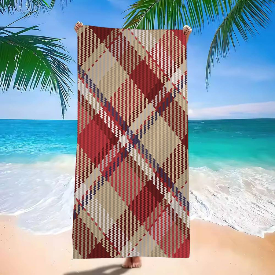 Ka Chen Muda Strandtuch mit schottischem Tartan-Print in Multicolor, schnelltrocknendes Mikrofaser-Badetuch für Strand, Pool und Yoga, Breite: 40 cm, Höhe: 60 cm - Bild 1