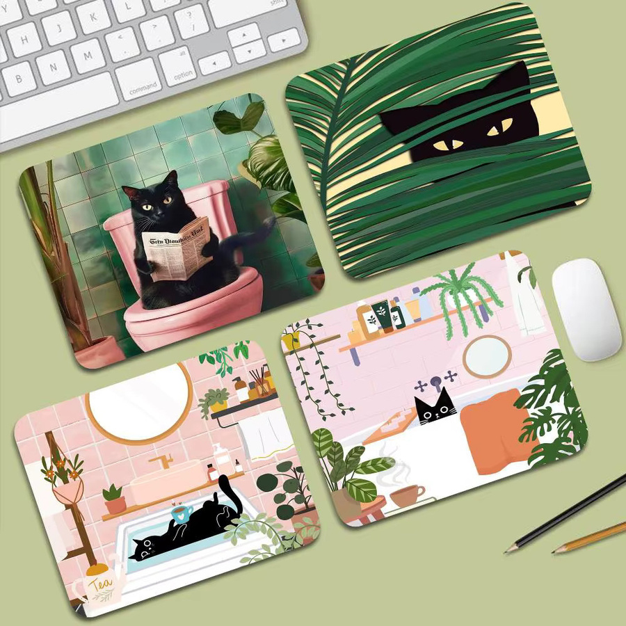 Rastar Art Green Mauspad mit Katzen-Motiv für Gaming und Laptop, Schreibtischunterlage in Grün und Multicolour - Bild 2