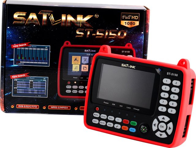 Satlink ST-5150 Satelliten-Finder Meter mit DVB-S2, DVB-C und DVB-T2 Combo Unterstützung für MPEG-4 und H.265 HEVC - Bild 1