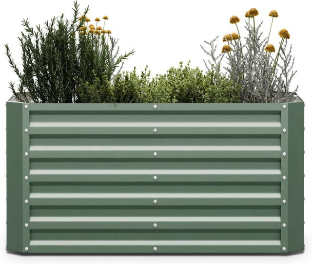 Blumfeldt High Grow Straight Hochbeet aus Stahl-Wellblech in Dunkles Moosgrün, B/T/H: 120 x 60 x 60 cm - Bild 1