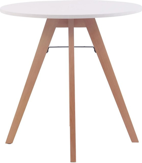 DELUKE Esstisch ELIAS Rund in Weiß und Buchenholz, B/T/H: 75 x 75 x 75 cm - Bild 1