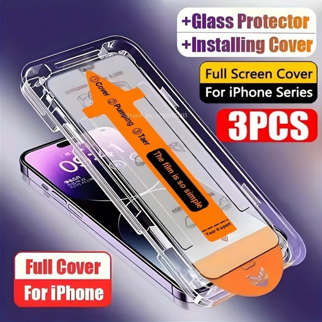ZMZE 3er Pack Displayschutzfolien aus gehärtetem Glas für iPhone 11 bis iPhone 16 Pro Max, Full Coverage, transparent - Bild 1