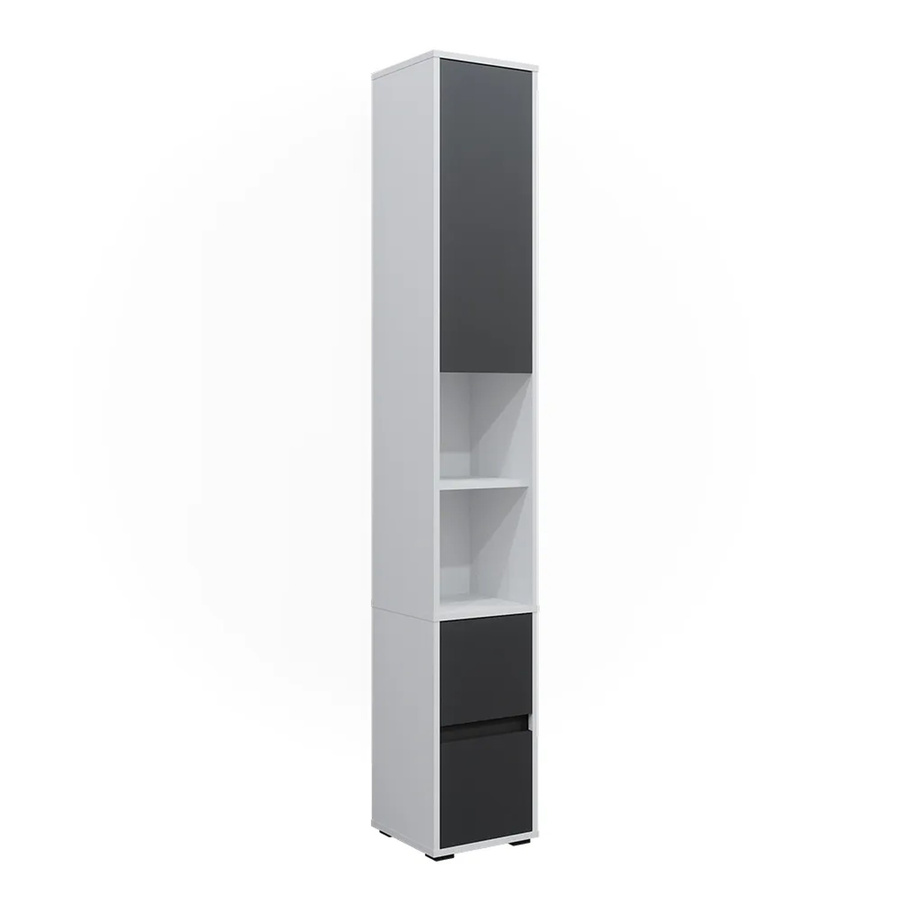 Vicco Hochschrank Maltin Badezimmer in Weiß und Anthrazit mit Türen und Schubladen B/T/H: 30,1 x 30,1 x 189 cm - Bild 3