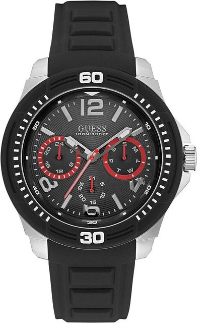 Guess Armbanduhr, Quarz, Edelstahl, 48 mm, Silikon, Schwarz, Herren - Bild 1
