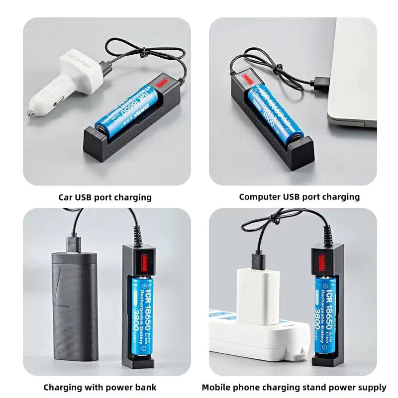 AILEHKUO Universal 1 Slot Smart Lithium-Batterieladegerät für 14500 18650 26650 Akkus, Schwarz - Bild 4