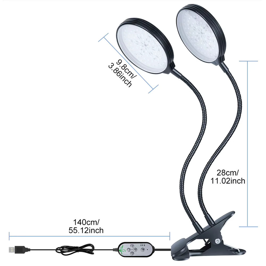 CanLing LED-Pflanzenwachstumslicht in Schwarz mit Vollspektrum, dimmbarer Funktion und Timer für Hydrokultur und Zimmerpflanzen via USB - Bild 2