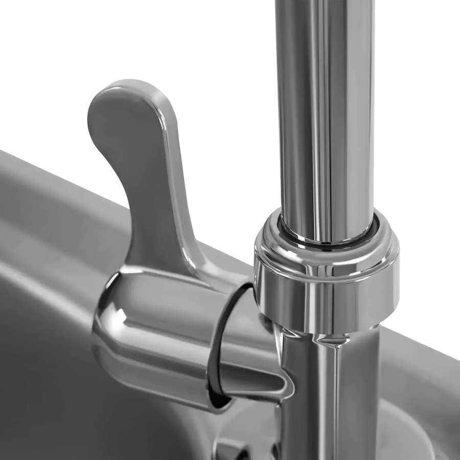 Bymaocar Edelstahl-Einzelwaschbecken mit drehbarem Wasserhahn in Silber für Bars und Restaurants - Bild 4