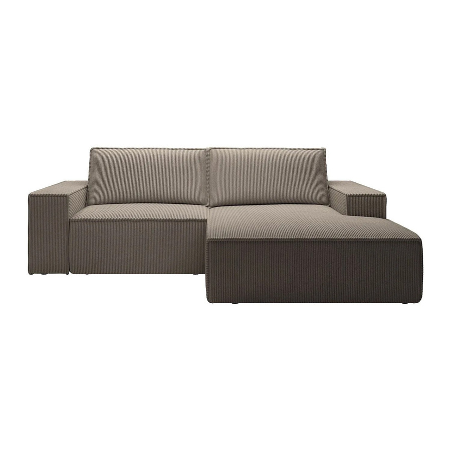 Vente-unique Schlafsofa Amelia in Taupe und Beige, L-Form mit Stoffbezug und ausziehbarer Schublade, Breite: 240 cm - Bild 2