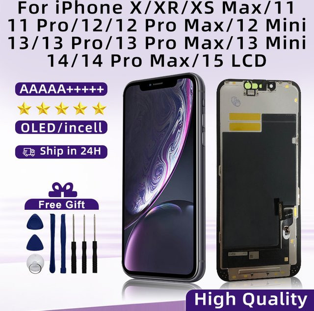 MSMADE LCD Display Digitalisierer Incell Bildschirm in Schwarz für iPhone 11 bis iPhone 15 Pro Max Modelle - Bild 1