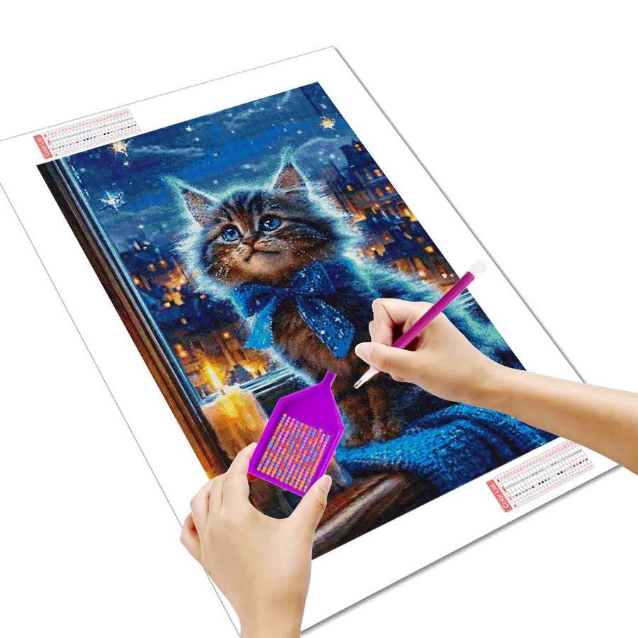 Huacan Katze Gebäude Diamant Mosaik, Diamant Malerei, Mehrfarbig - Bild 2