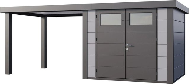 Telluria Gerätehaus Classico mit offener Lounge L Links, Grau, B/H/T: 572 x 219 x 258 cm - Bild 1