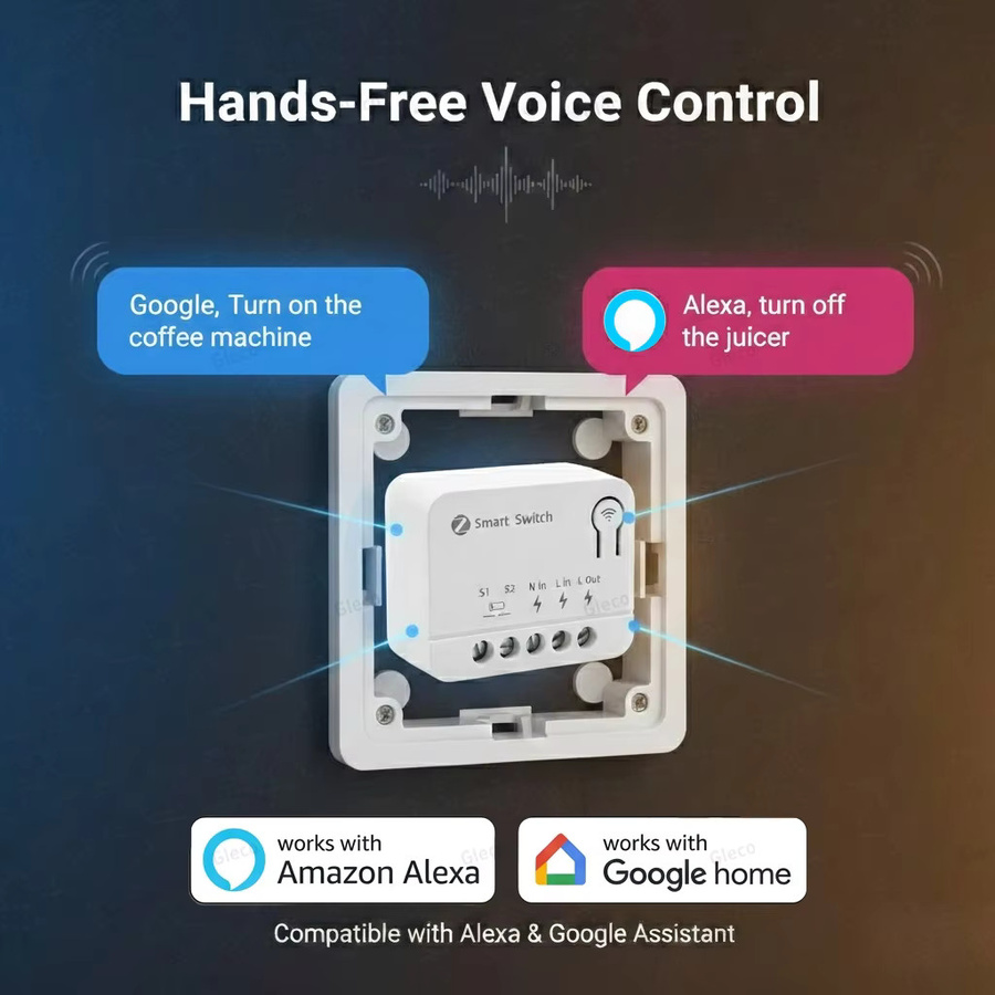 Coolo Zigbee Schaltmodul Extreme Mini Relais-Schalter in Weiß mit Tuya Smart Life und Sprachsteuerung über Amazon Alexa und Google Assistant für 220V - Bild 2