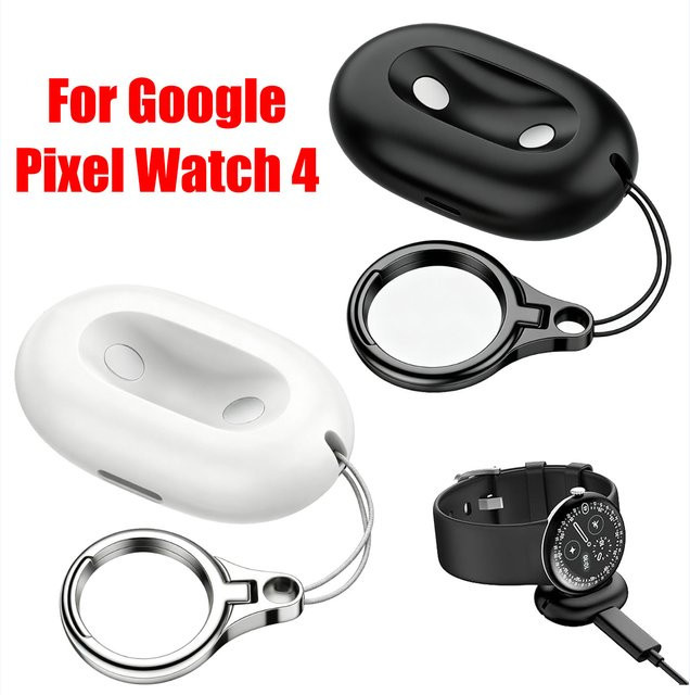 Google Pixel Watch 4 Schlüsselanhänger Kabelloses Schnellladegerät mit seitlichem Dock, Schwarz - Bild 1