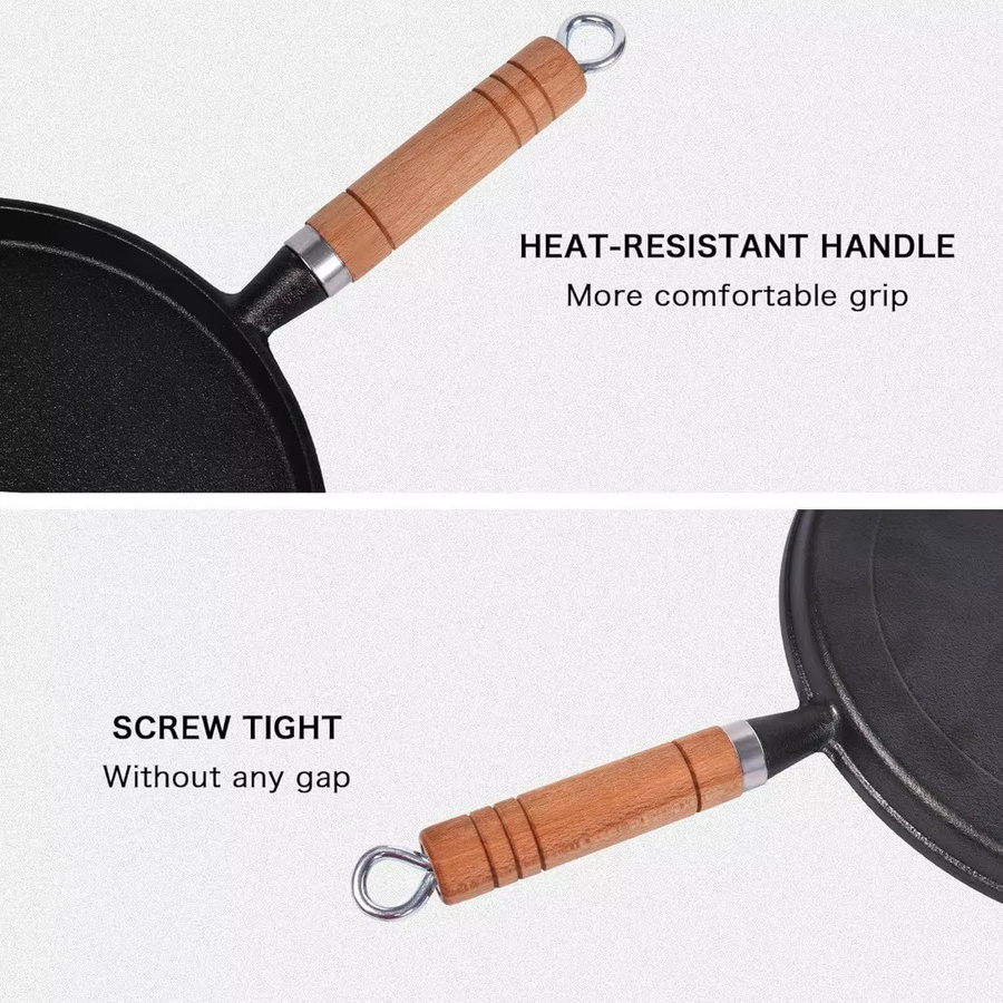 FEB.WIND Gusseisen Pfanne unbeschichtet Schwarz für Crepes, Eier und Steaks, geeignet für Gas und Induktion - Bild 5