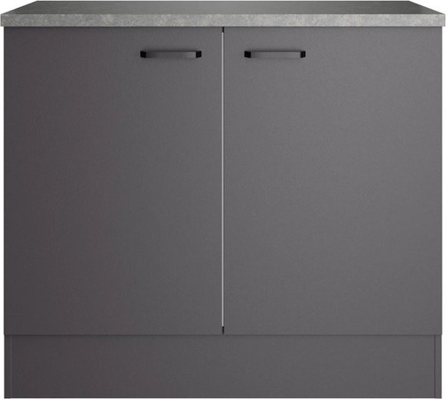 OPTIFIT Spülenunterschrank Kiel420 in Anthrazit Matt mit 2 Türen, B/T/H: 100 x 60 x 88 cm