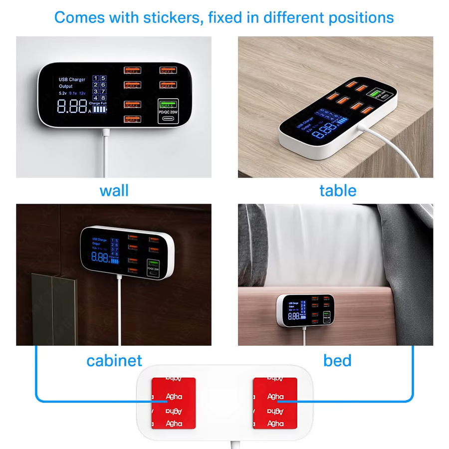 ASOMETECH USB-Ladegerät Hub mit USB-A Anschlüssen für iPhone, Xiaomi, Huawei und Samsung als tragbares Reise-Ladegerät mit Schnellladefunktion - Bild 2