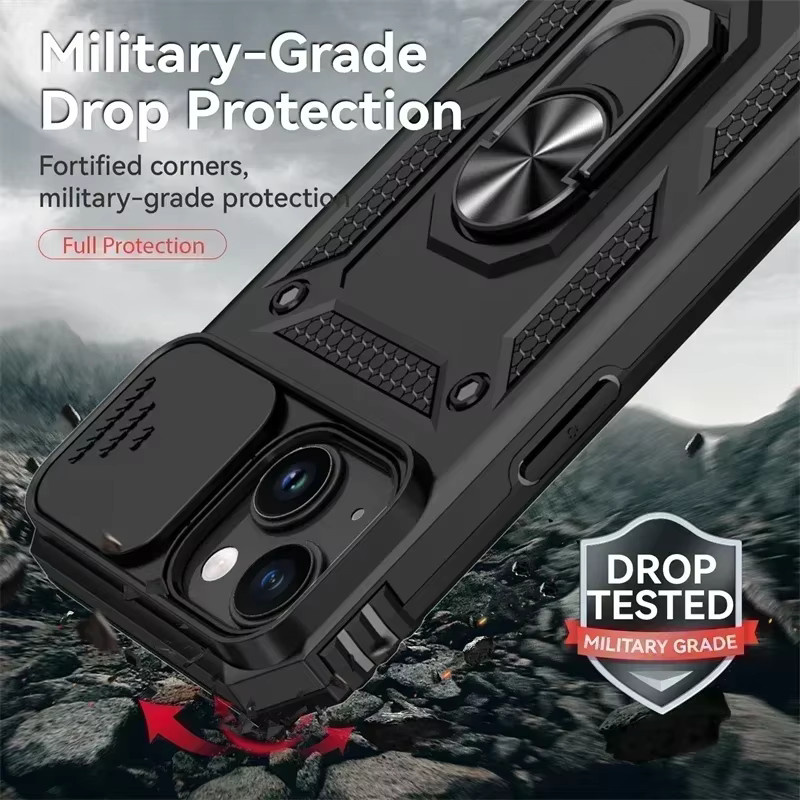 Heavy Duty Armor Schutzhülle mit Ständer für iPhone 15 Pro Max, iPhone 14, 13, 12, 11 Pro Max und Plus in Schwarz - Bild 5