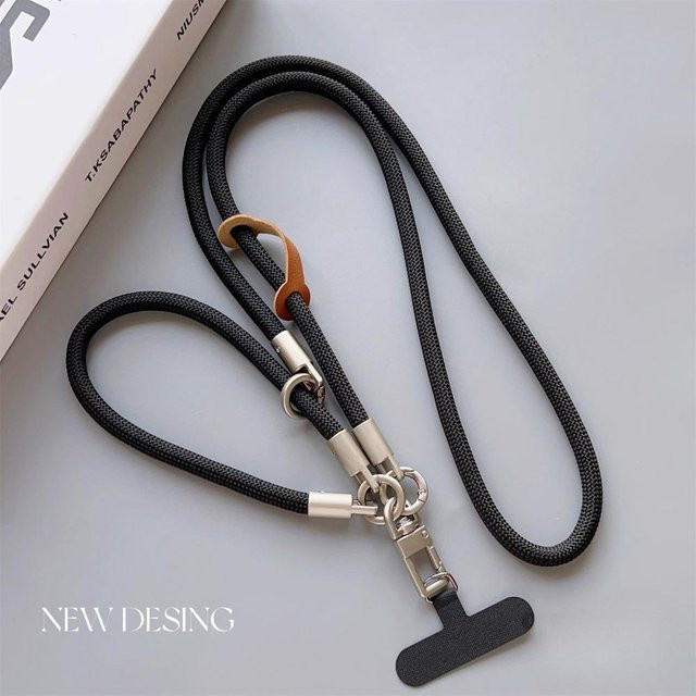 Multifunktionales 3-in-1 Handy-Lanyard in Schwarz, abnehmbares und verstellbares handgewebtes Crossbody-Band für dein Smartphone - Bild 1