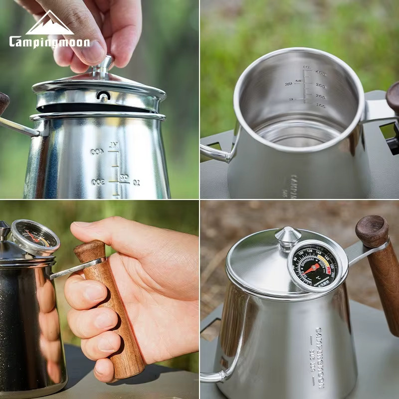 CAMPINGMOON SW-3 Kaffee-Handbrühkanne aus Edelstahl mit Feinem Ausgießer in Silber - Bild 3